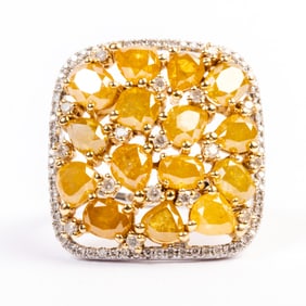 Yellow Diamond, Diamond, 18k White Gold Ring.