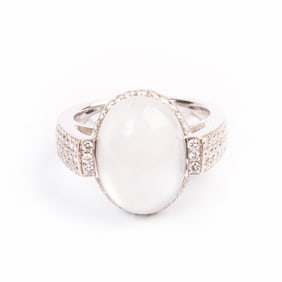 F. Lauh. K. Icy Jadeite Jade, Diamond, 18k Gold Ring.