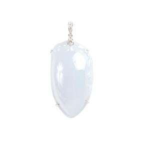Chalcedony, Diamond, 18k White Gold Pendant.