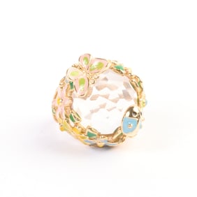 Enamel, 14k Yellow Gold Ring.
