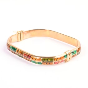 Enamel, 14k Yellow Gold Bracelet.