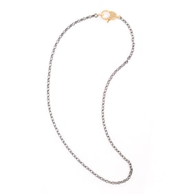 Diamond, Vermeil, Oxidized Silver Necklace.