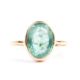 Emerald, 14k Yellow Gold Ring.