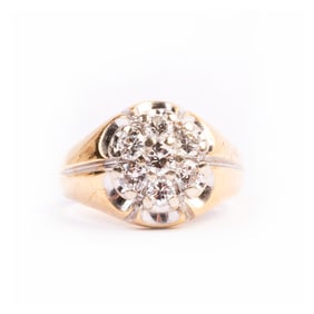 Men's Diamond, 14k Yellow Gold Cluster Ring.