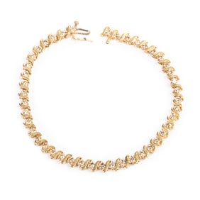 Diamond, 14k Yellow Gold Bracelet.