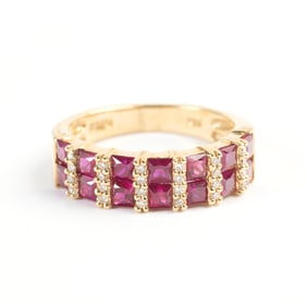 Ruby, Diamond, 14k Yellow Gold Ring.
