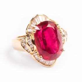 F. Lau Pink Tourmaline, Diamond, 14k Yellow Gold Ring.