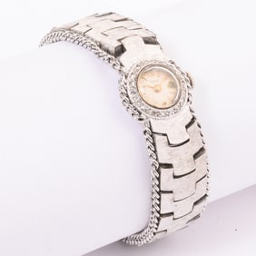 Ladies Como Diamond, 14k White Gold Wristwatch.