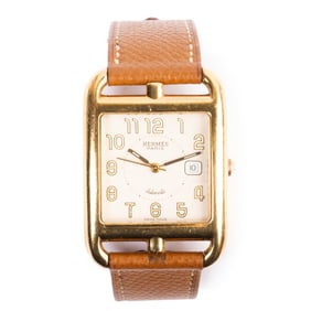 Hermes "Cape Cod" 18k Yellow Gold, Leather Wristwatch.