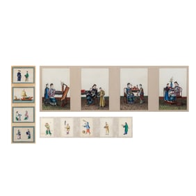 Three Framed Groupings of Chinese Pith Paintings