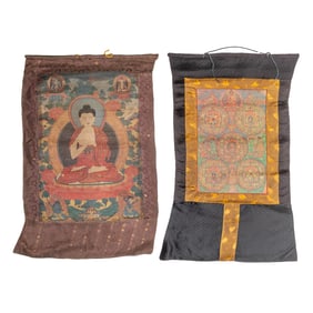 Group of Two Tibetan Thangka Paintings