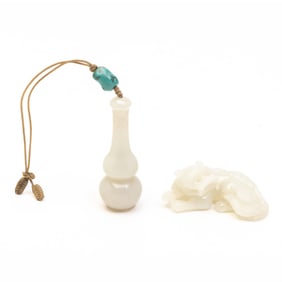 Group of Two Chinese Carved Nephrite Jade Carvings