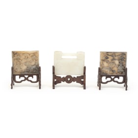 Group of Three Small Chinese Carved Jade Table Screens