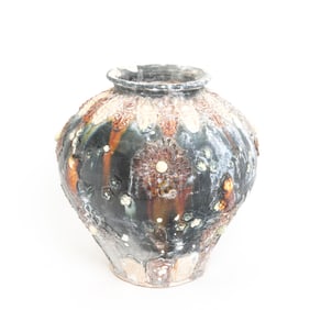 Chinese Tang Glazed and Molded 'Fish and Flower' Vase