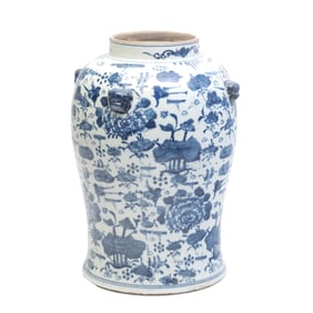Large Chinese Blue and White Porcelain Jar