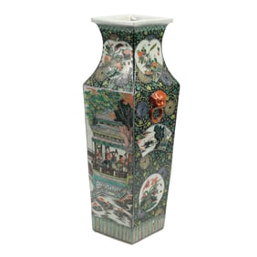 Chinese Famille Verte Porcelain Square Vase