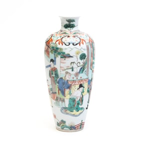 A Chinese Famille Verte Baluster Porcelain Vase