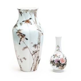Group of Two Chinese Famille Rose Porcelain Vases
