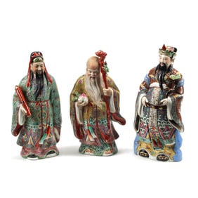 Set of Three Chinese Polychrome Porcelain Figures