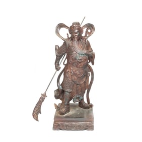 A Large Chinese Gilt Bronze Standing Figure of Guandi