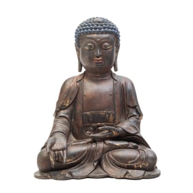 Chinese Ming Style Gilt Bronze Seated Figure of Buddha
