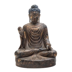 Large Sino-Tibetan Gilt Bronze Figure of Buddha