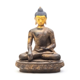 Sino-Tibetan Gilt Bronze Alloy Figure of Buddha