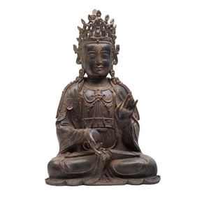 Large Sino-Tibetan Gilt Bronze Alloy Bodhisattva Figure