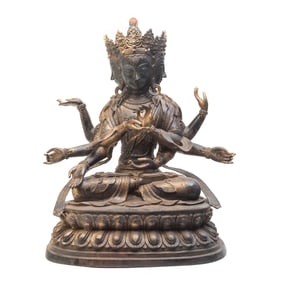 Sino-Tibetan Bronze Figure of Usnisavijaya