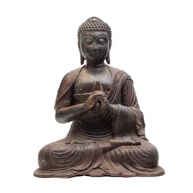 Sino-Tibetan Gilt Bronze Seated Figure of Sakyamuni