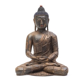 A Sino-Tibetan Gilt Bronze Alloy Statue of Buddha