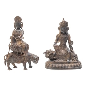 Two Sino-Tibetan Gilt Bronze Statue of Buddhist Deities