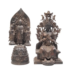 Two Sino-Tibetan Bronze Statues of Buddhist Deities