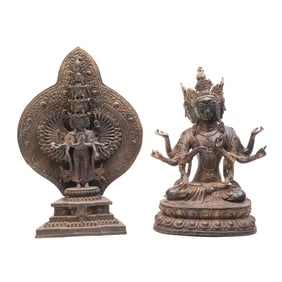 Group of Two Sino-Tibetan Bronze Buddhist Deities