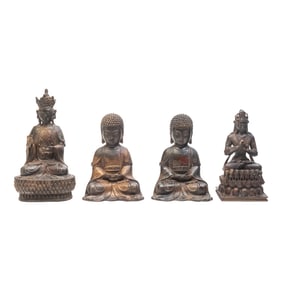 Group of Four Sino-Tibetan Cast Bronze Alloy Statues