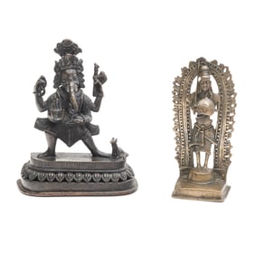 Group of Two Indian Bronze and Metal Figures