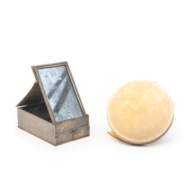 Japanese Bronze Mirror and a Chinese White Brass Chest