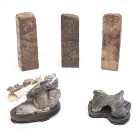 Group of Chinese Scholar's Rocks and Soapstone Carvings
