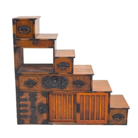 Two Piece Japanese Tansu Step Cabinet