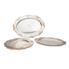 Three Shreve & Co. "Fourteenth Century" Silver Trays