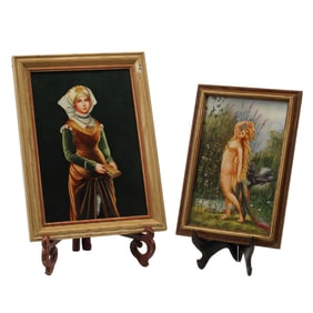 Two KPM Style Framed Porcelain Plaques