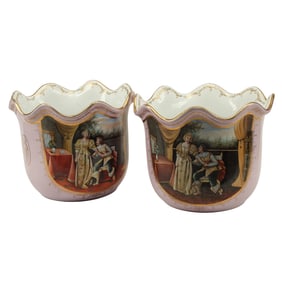 Pair of French Sevres Style Porcelain Planters