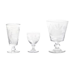Three Early Engraved Glass Goblets or Beakers
