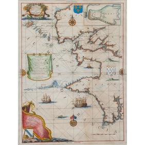 Antique Italian Coronelli Hand Colored Map of NW France