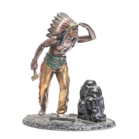 Cold Painted Bronze Native American Match Strike