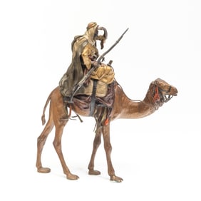 Bergmann Attr Cold Painted Bronze, Camel with Rider