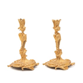 Pair of Louis XV Style Gilt Bronze Candlesticks