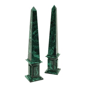 Pair of Malachite Obelisks.