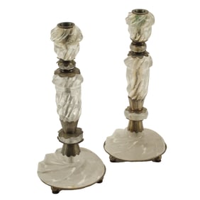 Pair of Rock Crystal Candlesticks