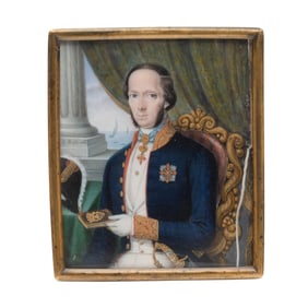 Maldarelli Framed Portrait Miniature of a Prince.